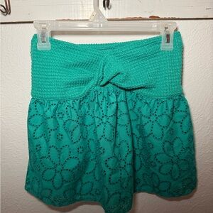 SHEIN Turquoise Floral Knit Shirt